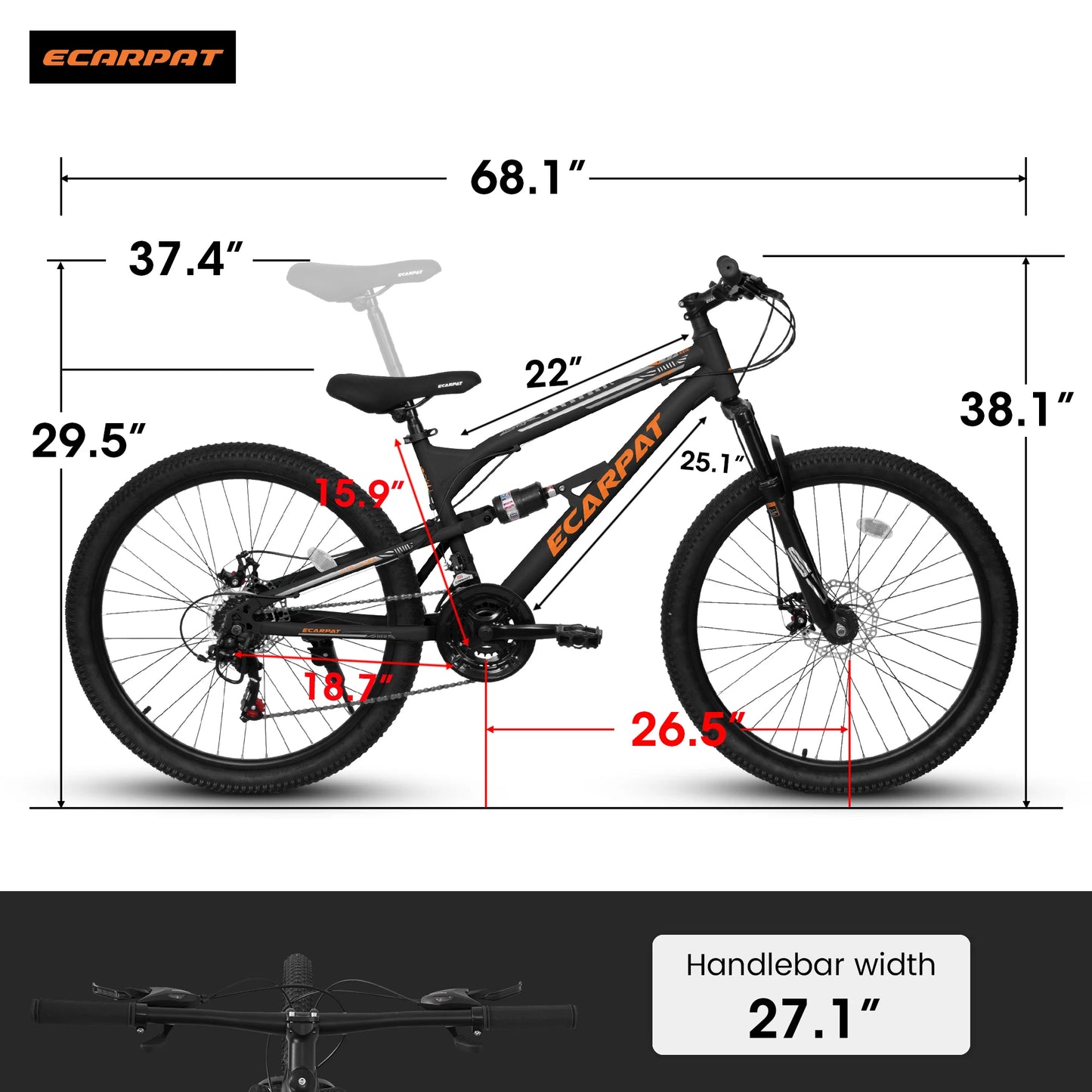Mountain Bike 26" Dual Full Suspension 21-Speed Disc Brakes