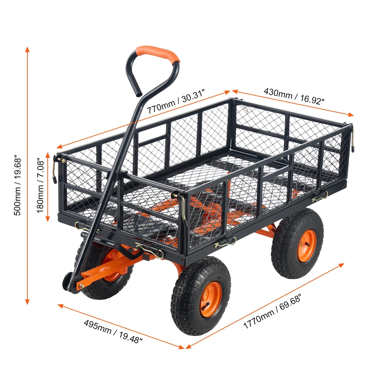 Versatile Metal Dump Cart with 400lbs/800lbs Capacity