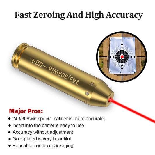 308WIN Brass Red Dot Laser Rifle Scope Sighting.