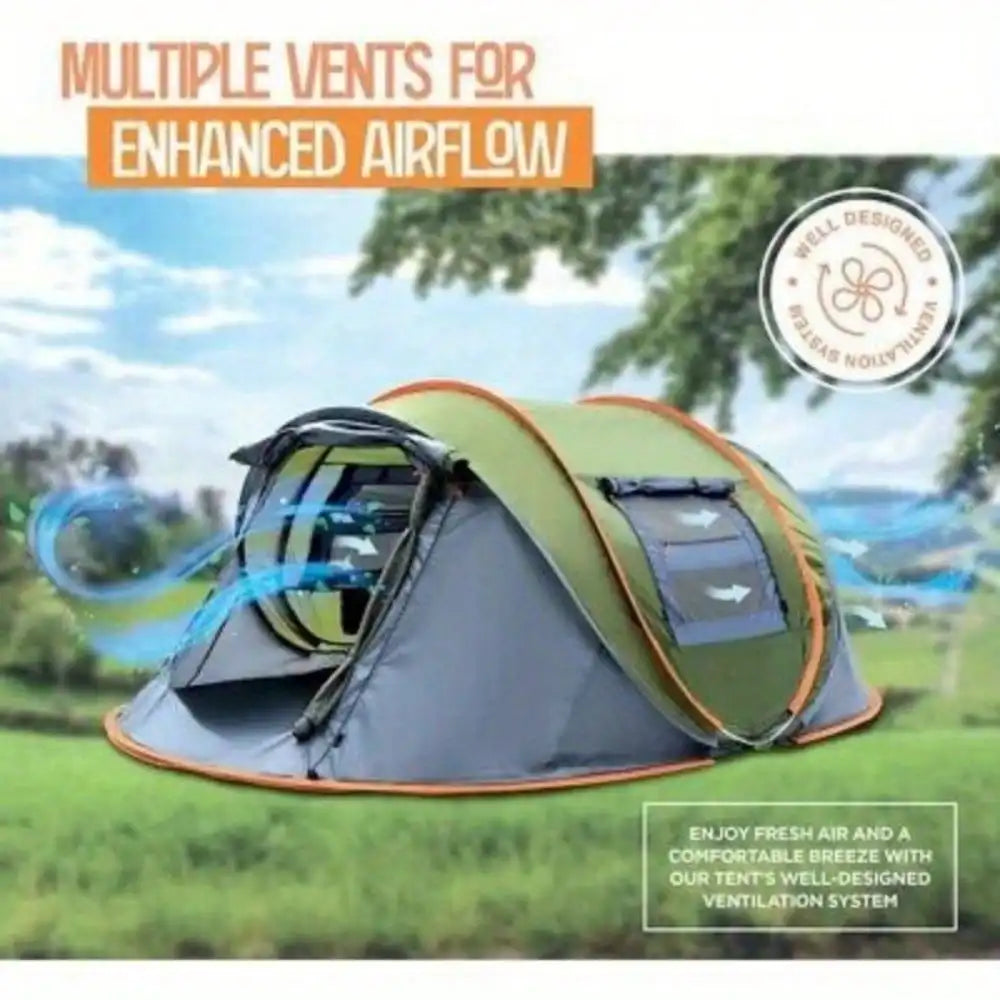 Camping 4 Person Pop-Up Tent with 2 Doors UPF50+ Waterproof