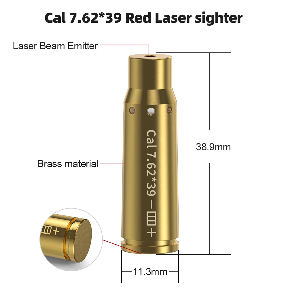7.62X39 Brass Red Dot Laser Boresighter Rifle Scope Alignment