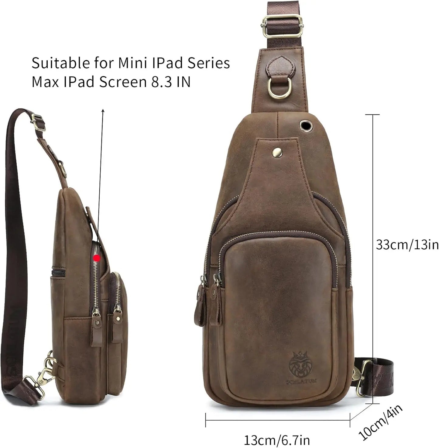 Men's Sling Bag Genuine Leather Crossbody Bag