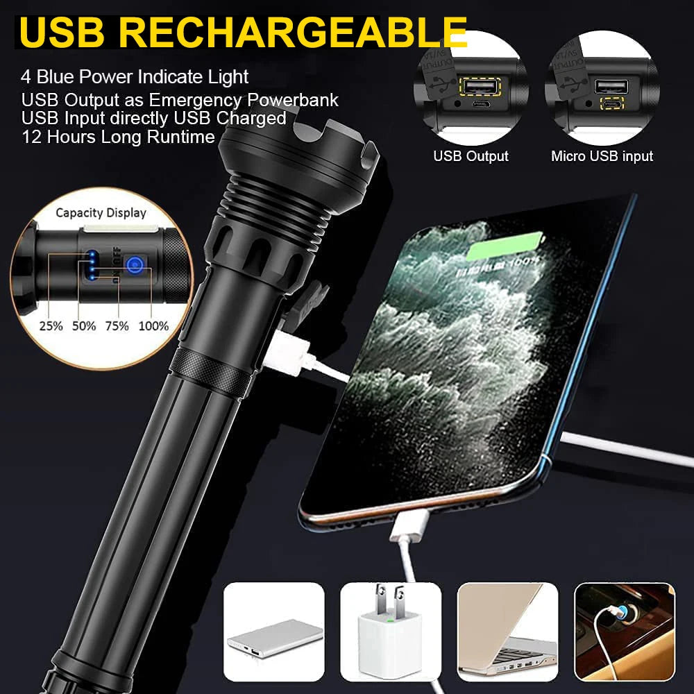 7-Mode High Lumen LED Rechargeable Flashlight