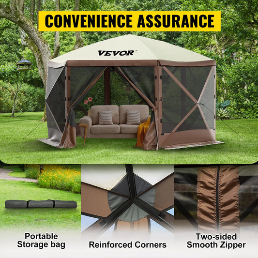 Pop-up Canopy Shelter 6-Sided,10'x10' Camping & Hiking