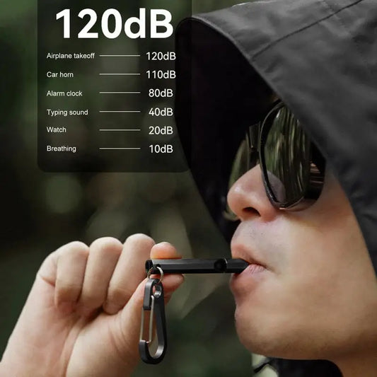 High Decibel Metal Double Tube Survival Whistle for Camping Hiking