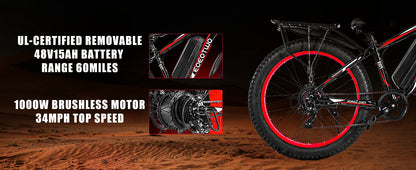 1500W Fat Tire Electric Bike for Adults 26"x4.0
