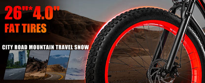 1500W Fat Tire Electric Bike for Adults 26"x4.0