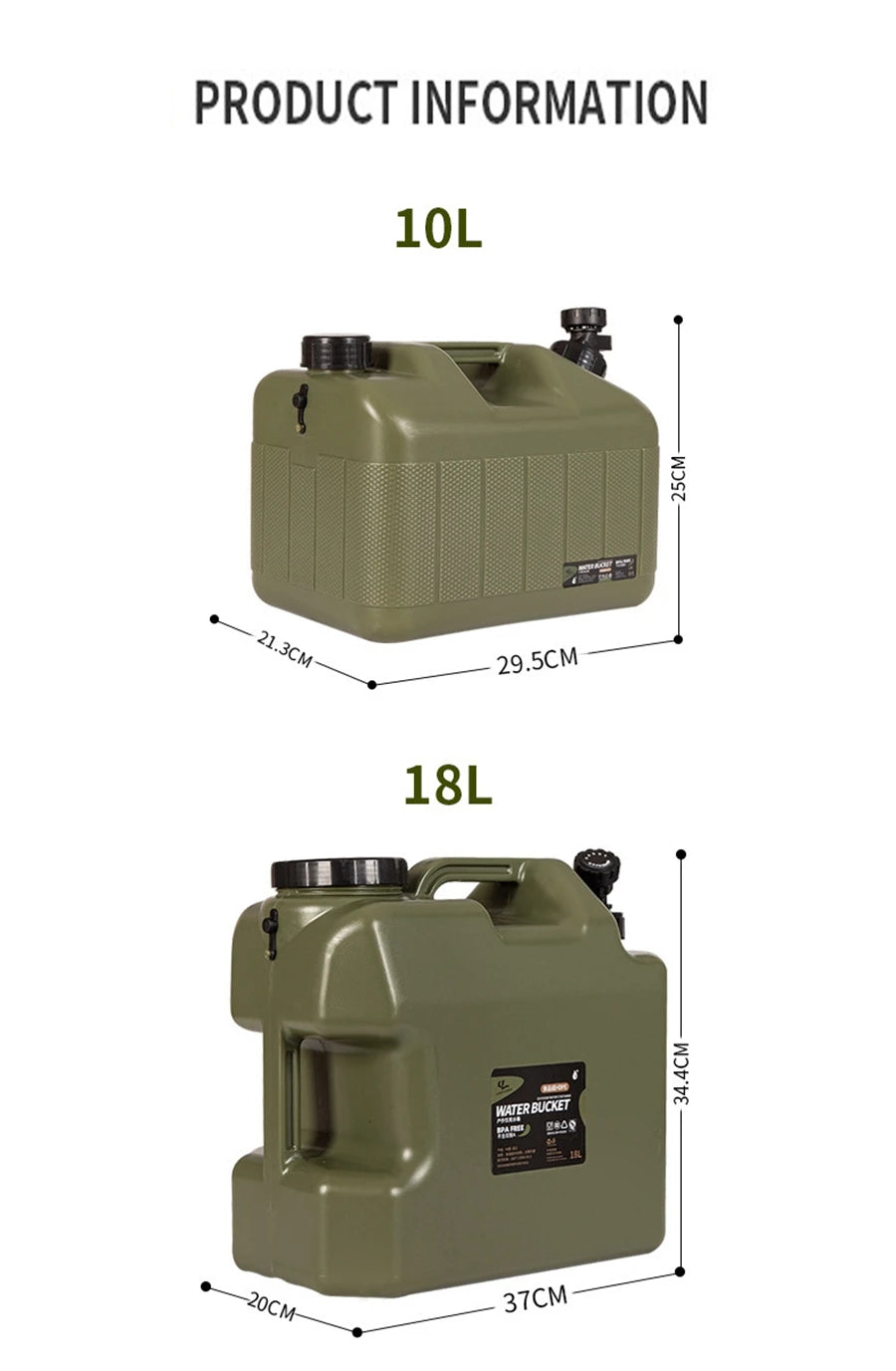 Desert Fox 10L/12L/18L/25L Large Green Water Tank