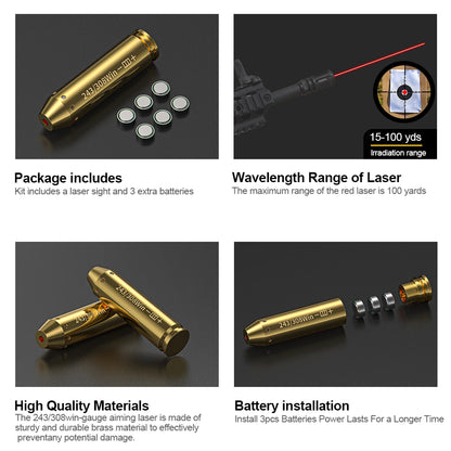 308WIN Brass Red Dot Laser Rifle Scope Sighting.