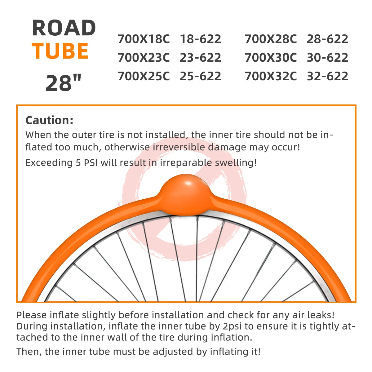 Road Bicycle 45mm/65mm/85mm French Valve Innertubes
