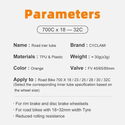 Road Bicycle 45mm/65mm/85mm French Valve Innertubes