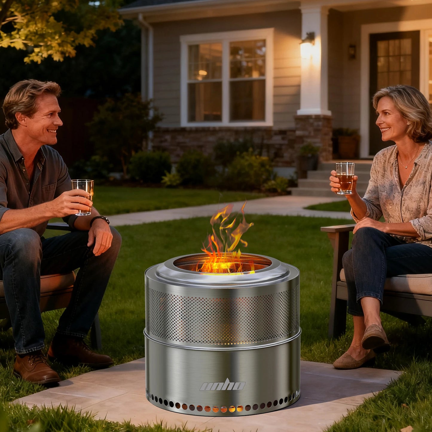 Large Wood Burning Firepit, Stainless Steel Smokeless Fire Pit