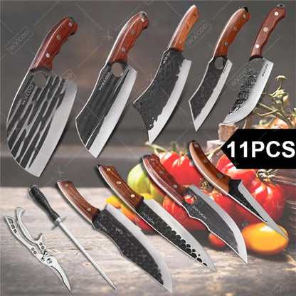 1-11PCS High Carbon Steel Professional Chef Knife Set