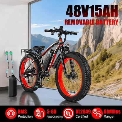 1500W Fat Tire Electric Bike for Adults 26"x4.0