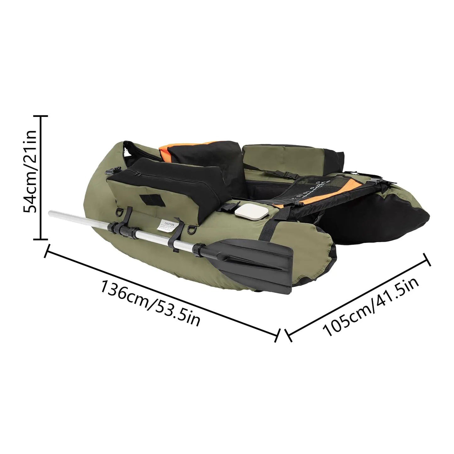 U-Shaped Fishing Raft with Hand Pump, Paddle, Storage