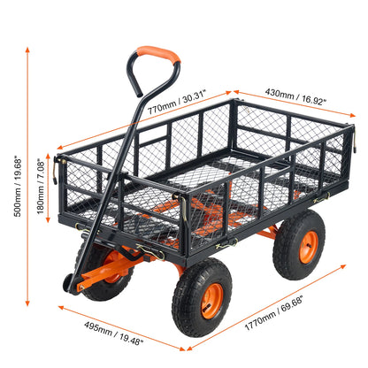 Versatile Metal Dump Cart with 400lbs/800lbs Capacity