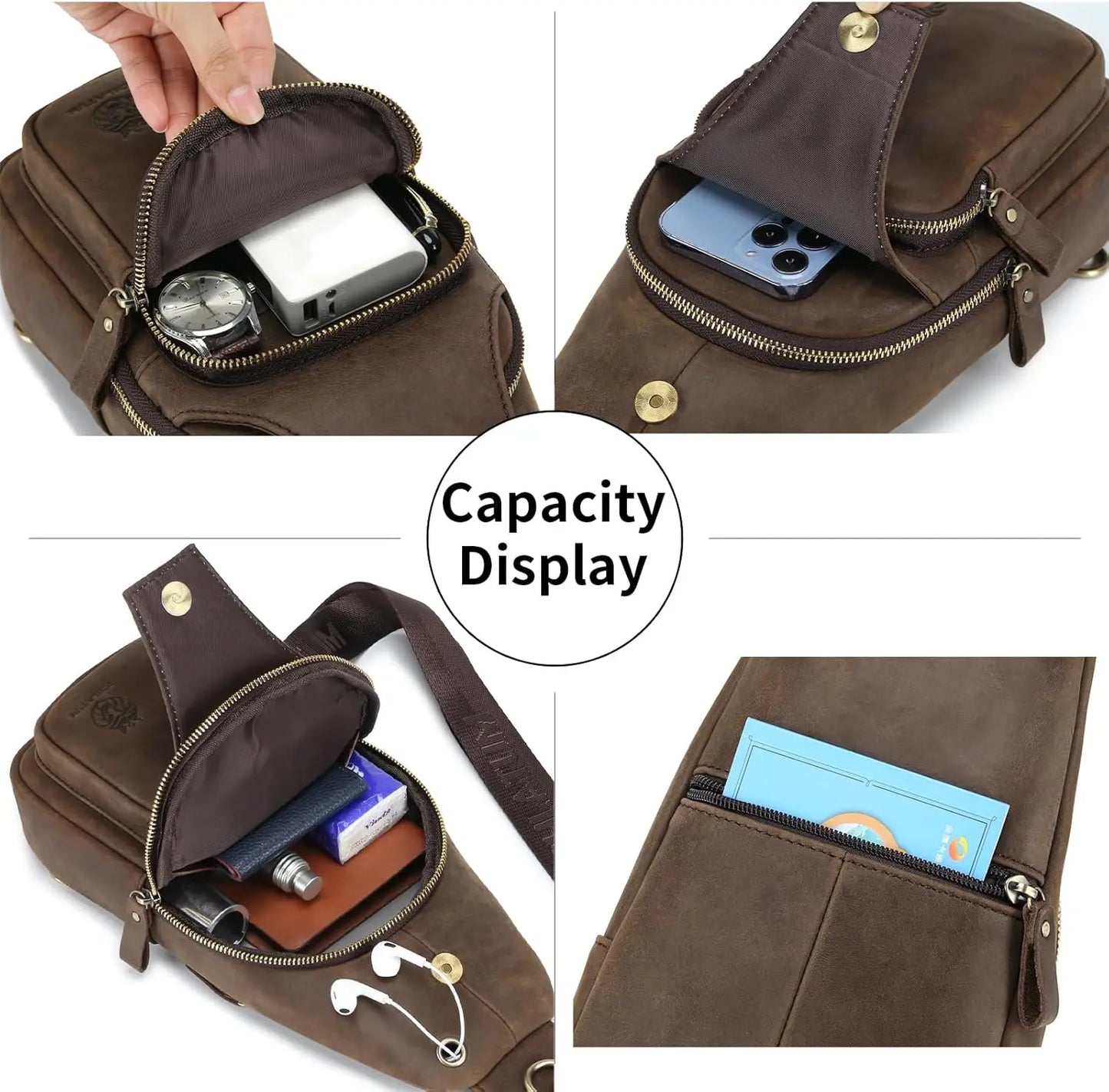 Men's Sling Bag Genuine Leather Crossbody Bag