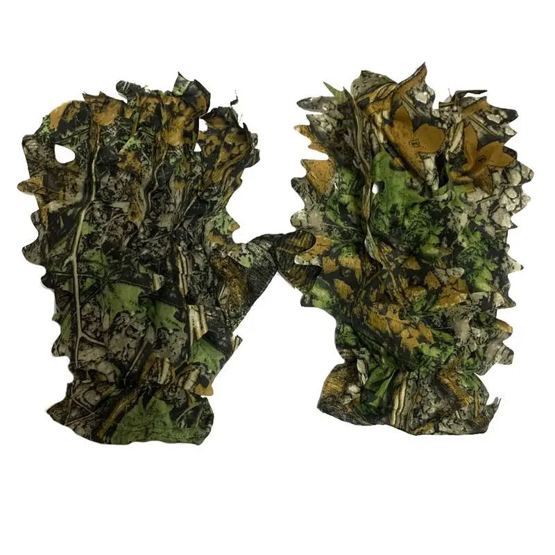 Hunting 3D Ghillie Gloves Leafy Camouflage Handwear