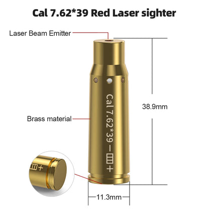 7.62X39 Brass Red Dot Laser Boresighter Rifle Scope Alignment