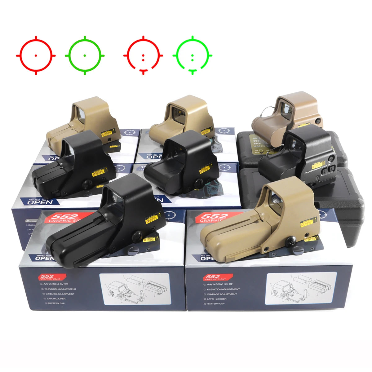 551 552 553 558 Red Green Dot Holographic Scope