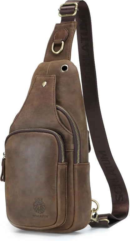 Men's Sling Bag Genuine Leather Crossbody Bag