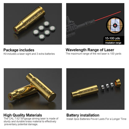 7.62X39 Brass Red Dot Laser Boresighter Rifle Scope Alignment
