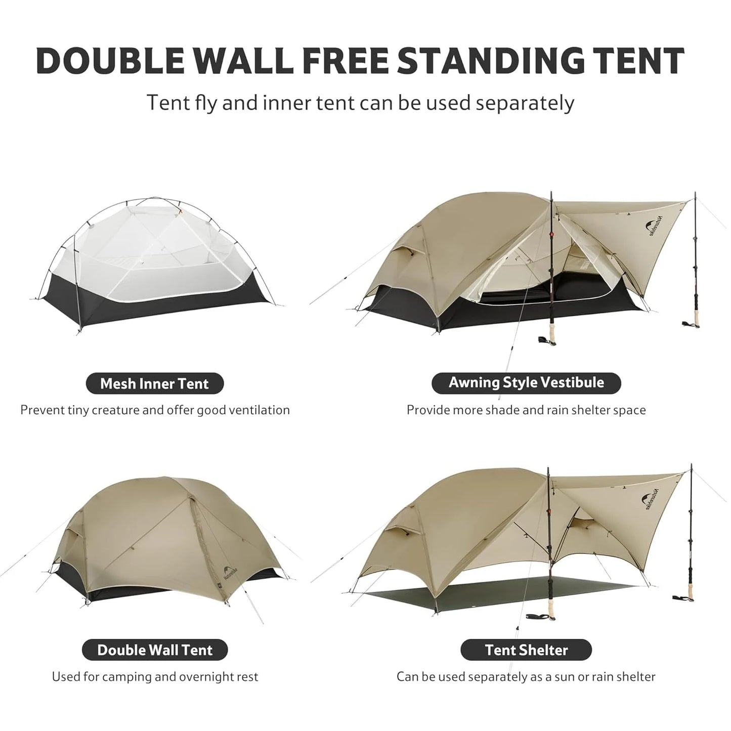 Naturehike Mongar UL Tent 2 Person 3 Season Camping Tent