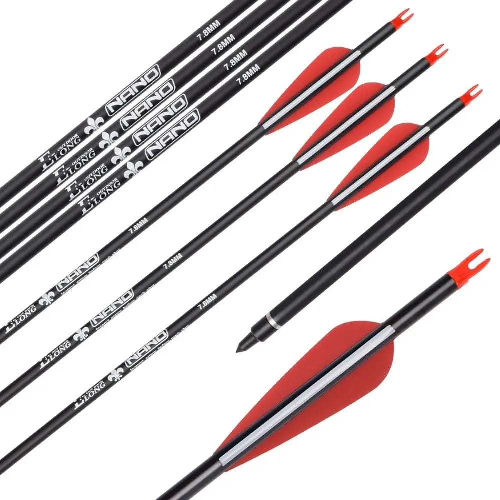 6/12PCS 26/28/30" Carbon Hunting Arrows, Spine 500, 100 Grain