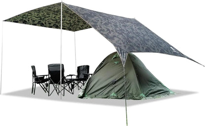 Camo Camping Tarp 17x10FT Waterproof Rain Fly for Shelter