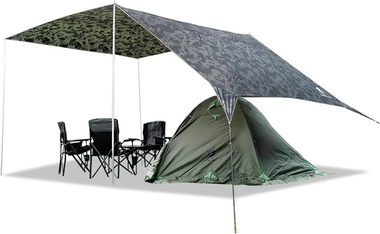 Camo Camping Tarp 17x10FT Waterproof Rain Fly for Shelter