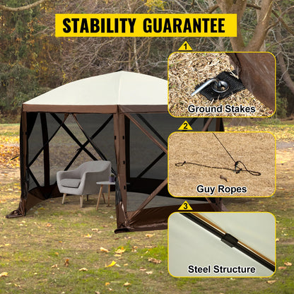 Pop-up Canopy Shelter 6-Sided,10'x10' Camping & Hiking