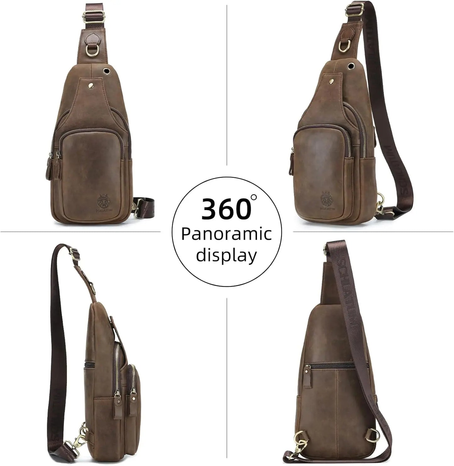 Men's Sling Bag Genuine Leather Crossbody Bag