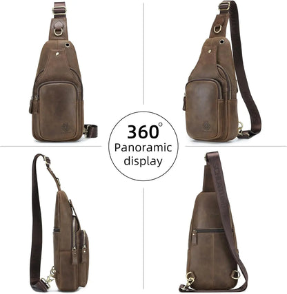 Men's Sling Bag Genuine Leather Crossbody Bag