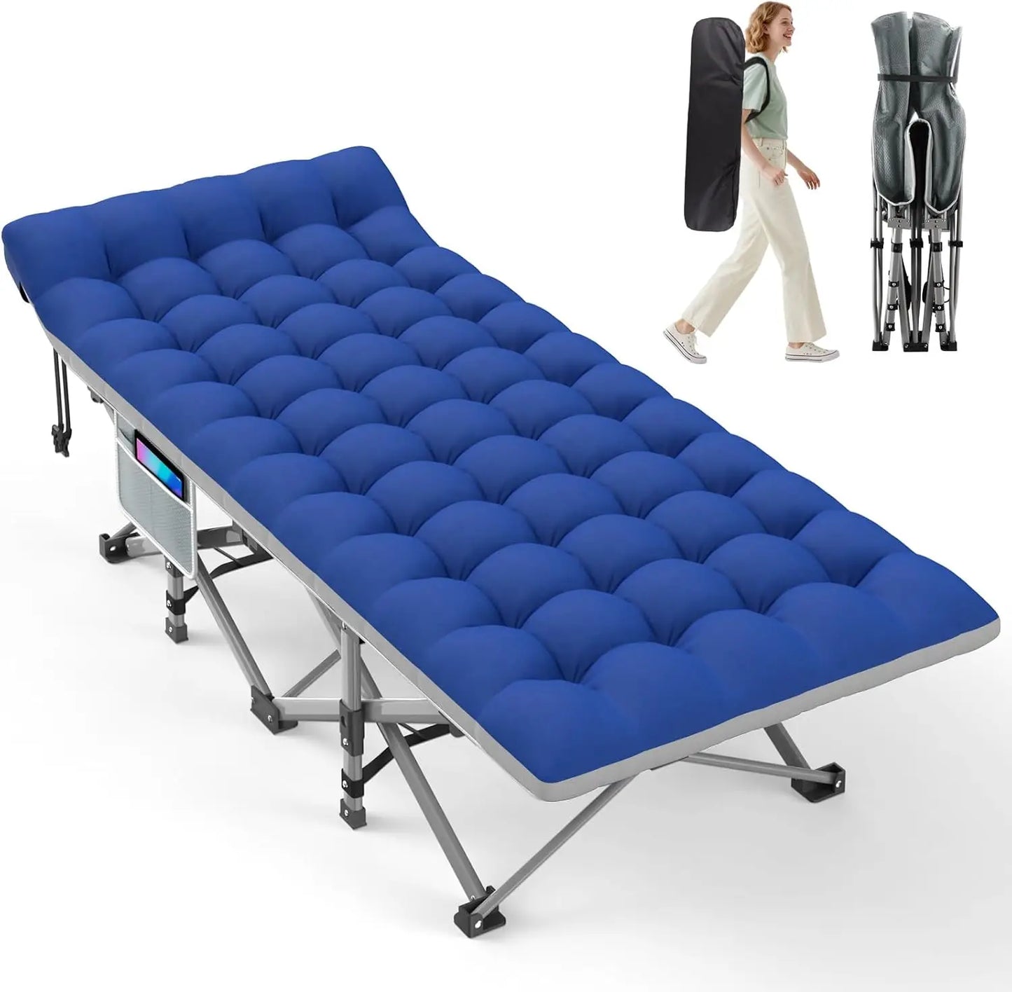 Adults, Heavy-Duty Portable Cot With Mattress.