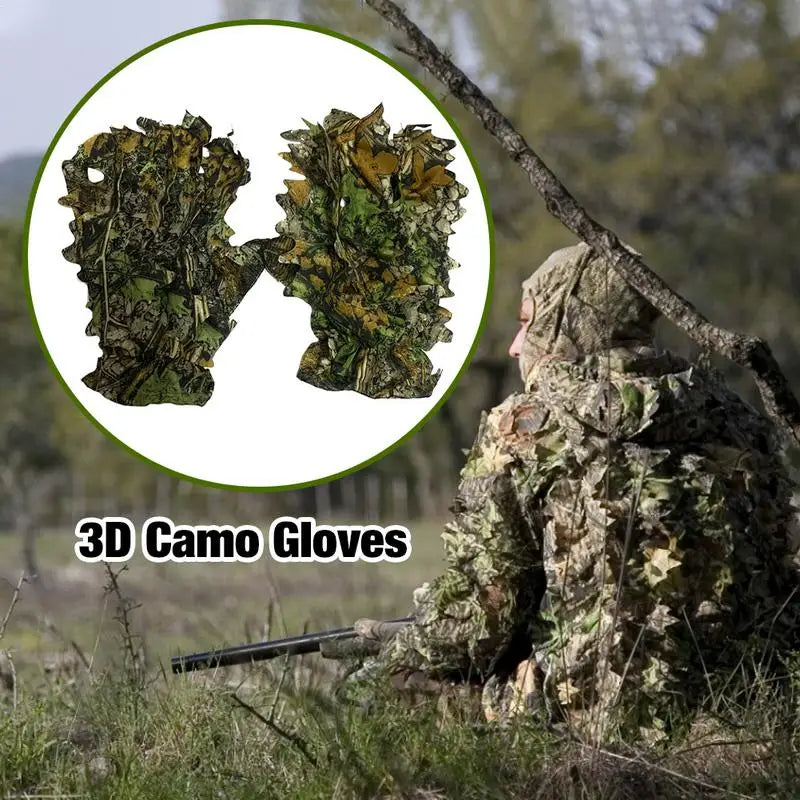 Hunting 3D Ghillie Gloves Leafy Camouflage Handwear