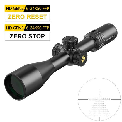 HD GEN2 6-24X50 1/10 MIL FFP Etched Glass Reticle Optical Sight