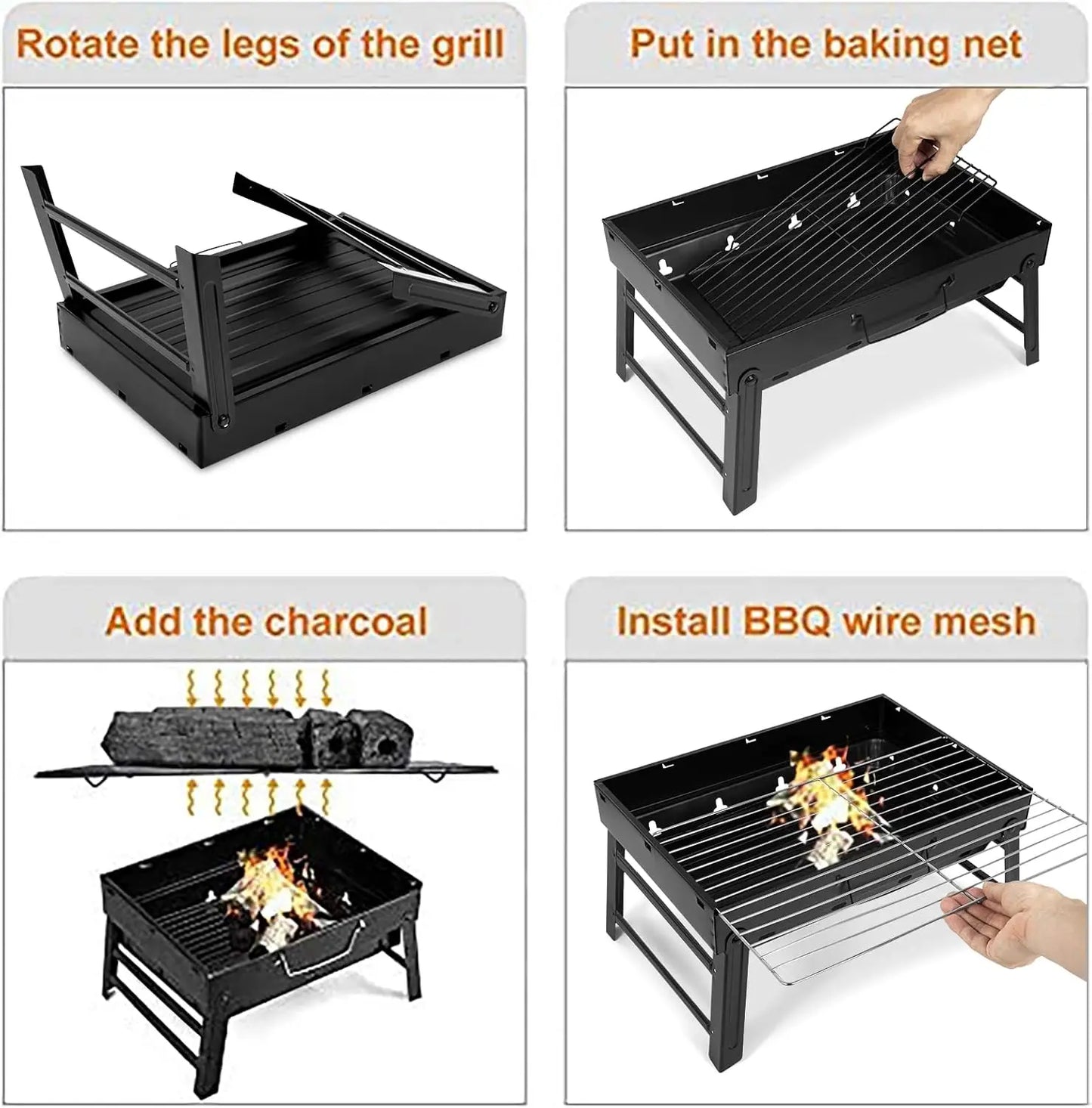 Folding Charcoal Grill, Portable Lightweight