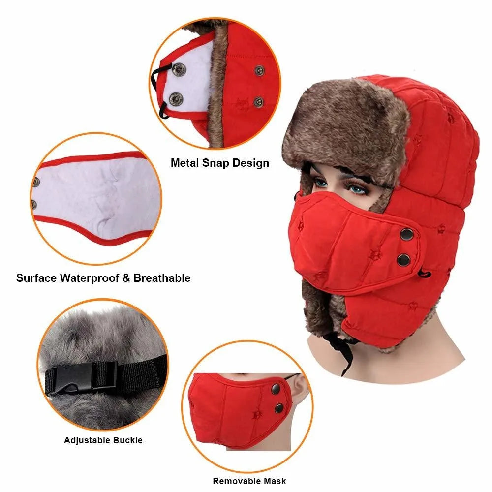 Cold Weather Outdoor Hat with Earflaps Windproof Mask