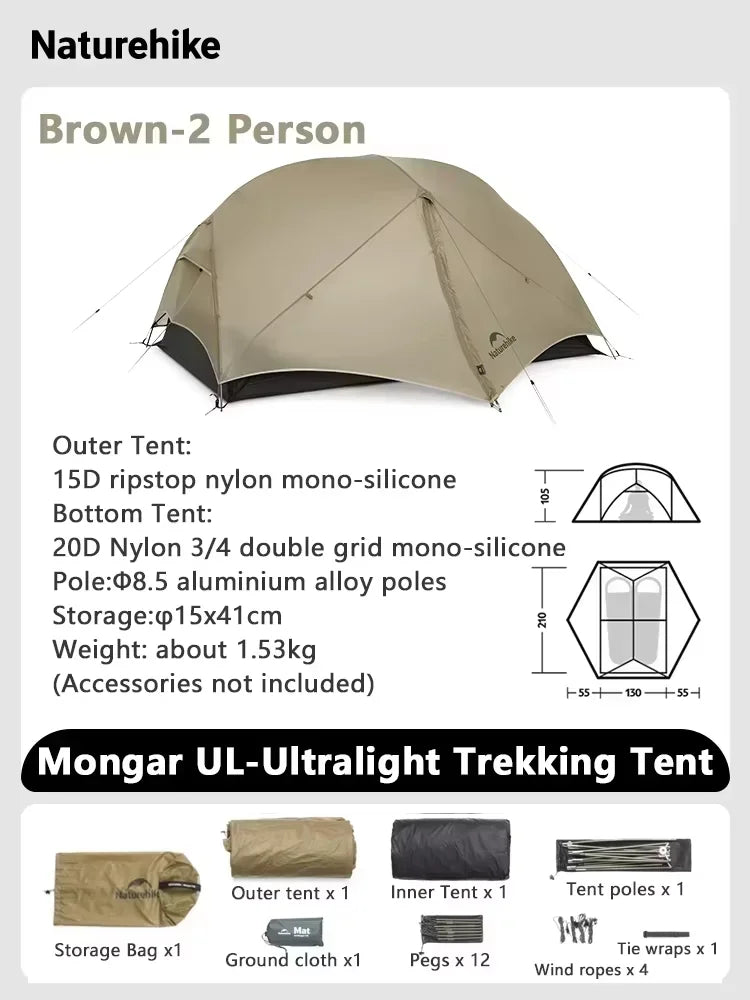 Naturehike Mongar UL Tent 2 Person 3 Season Camping Tent