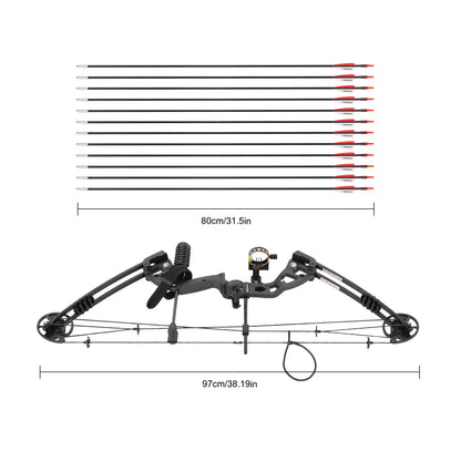 30-55 lbs Compound Bow Adjustable Draw Weight and Length with 3-Pin Sight 12 Arrows Complete Arch Set for Adults Right Hand