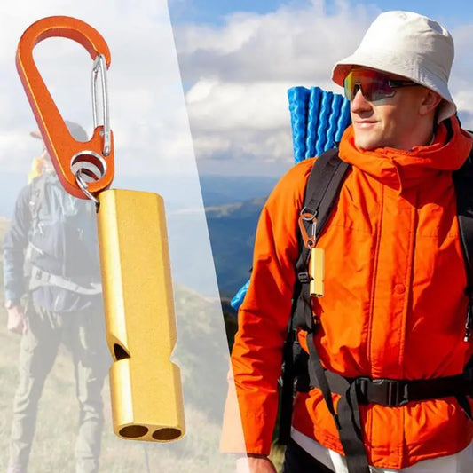High Decibel Metal Double Tube Survival Whistle for Camping Hiking
