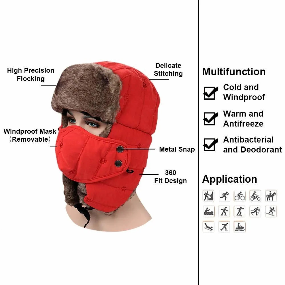 Cold Weather Outdoor Hat with Earflaps Windproof Mask