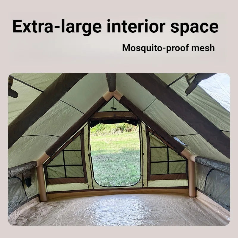Family Outdoor Thickened Rainproof Overnight Inflatable Spacious Tent