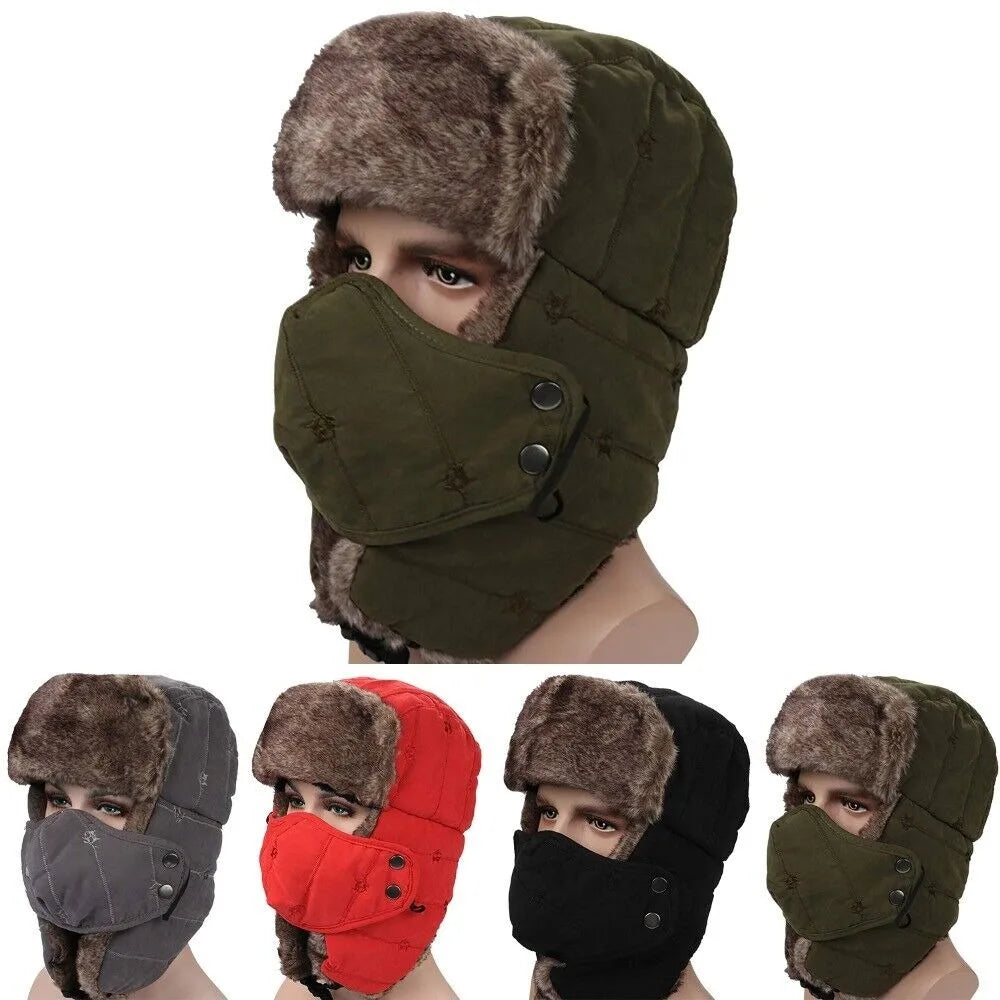 Cold Weather Outdoor Hat with Earflaps Windproof Mask