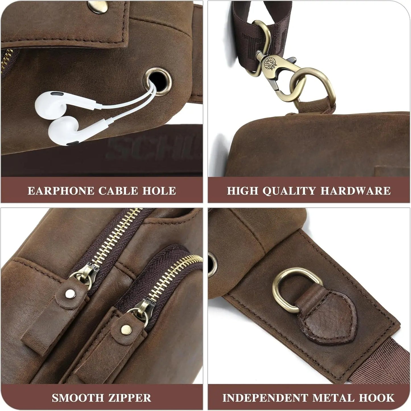 Men's Sling Bag Genuine Leather Crossbody Bag