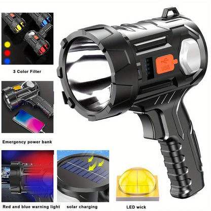 Solar/USB Rechargeable LED Spotlight 3000LM Bright