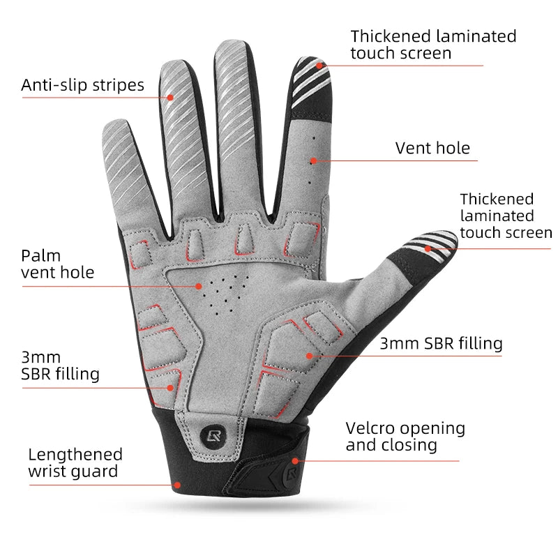 Full-Finger Touchscreen-Compatible Cycling Gloves Men/Women