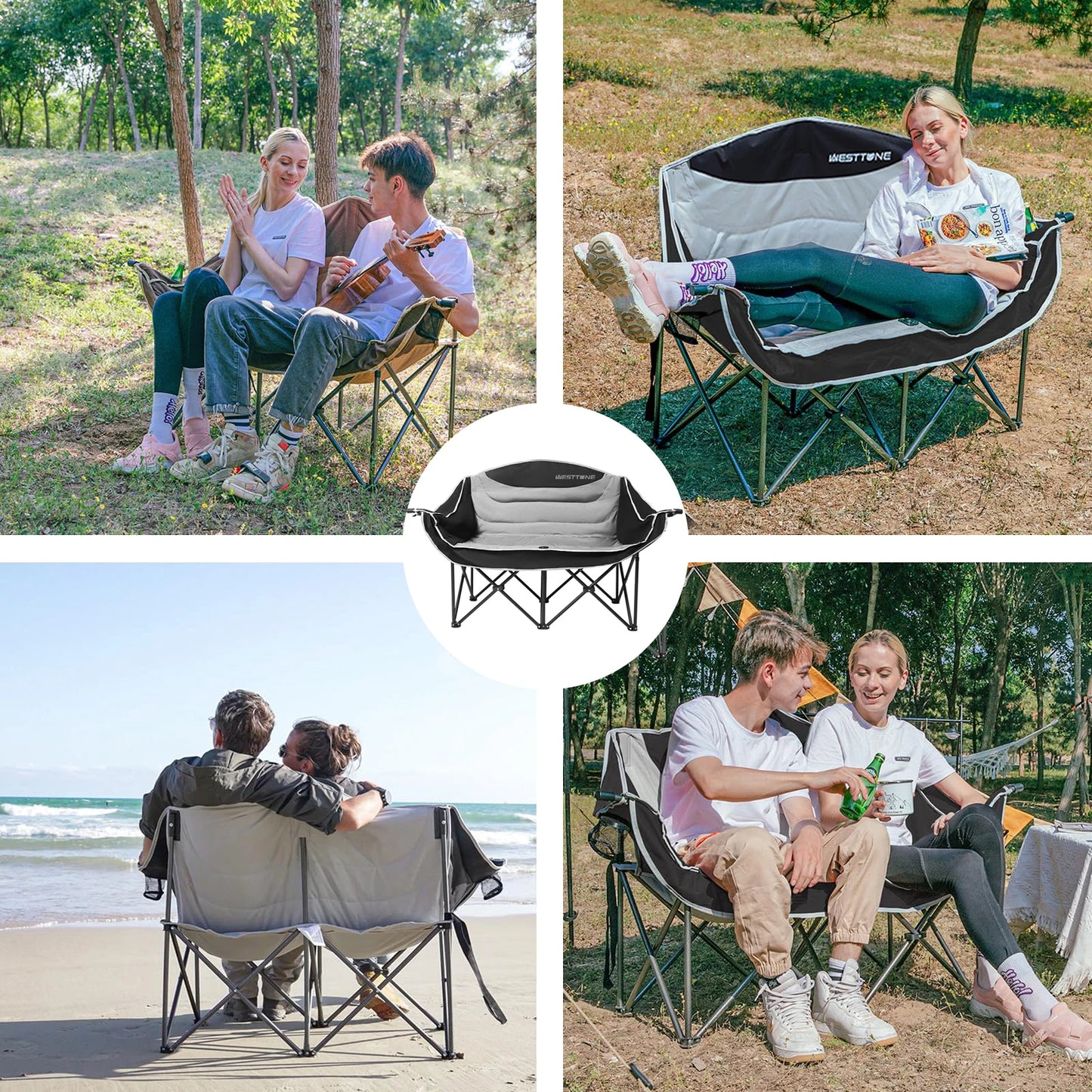 Oversized Outdoor Double Camping Chair 440lbs capacity