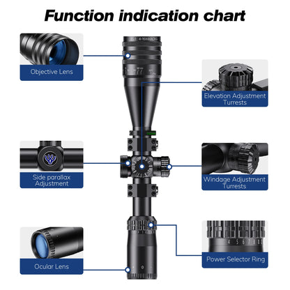 4-16x44 Riflescope Hunting Scopes Red Green Illuminated Sight