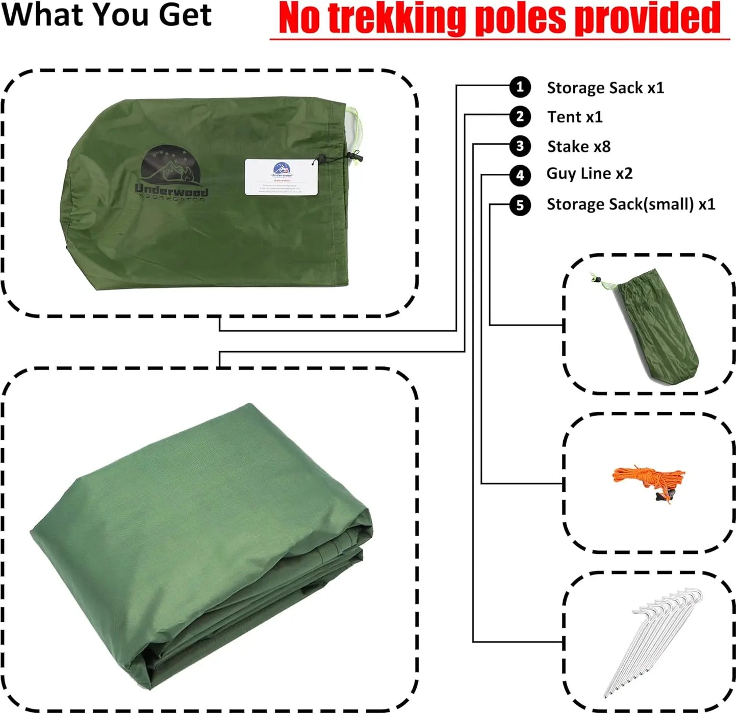 Ultralight 2-Person Trekking Pole Tent for Backpacking.